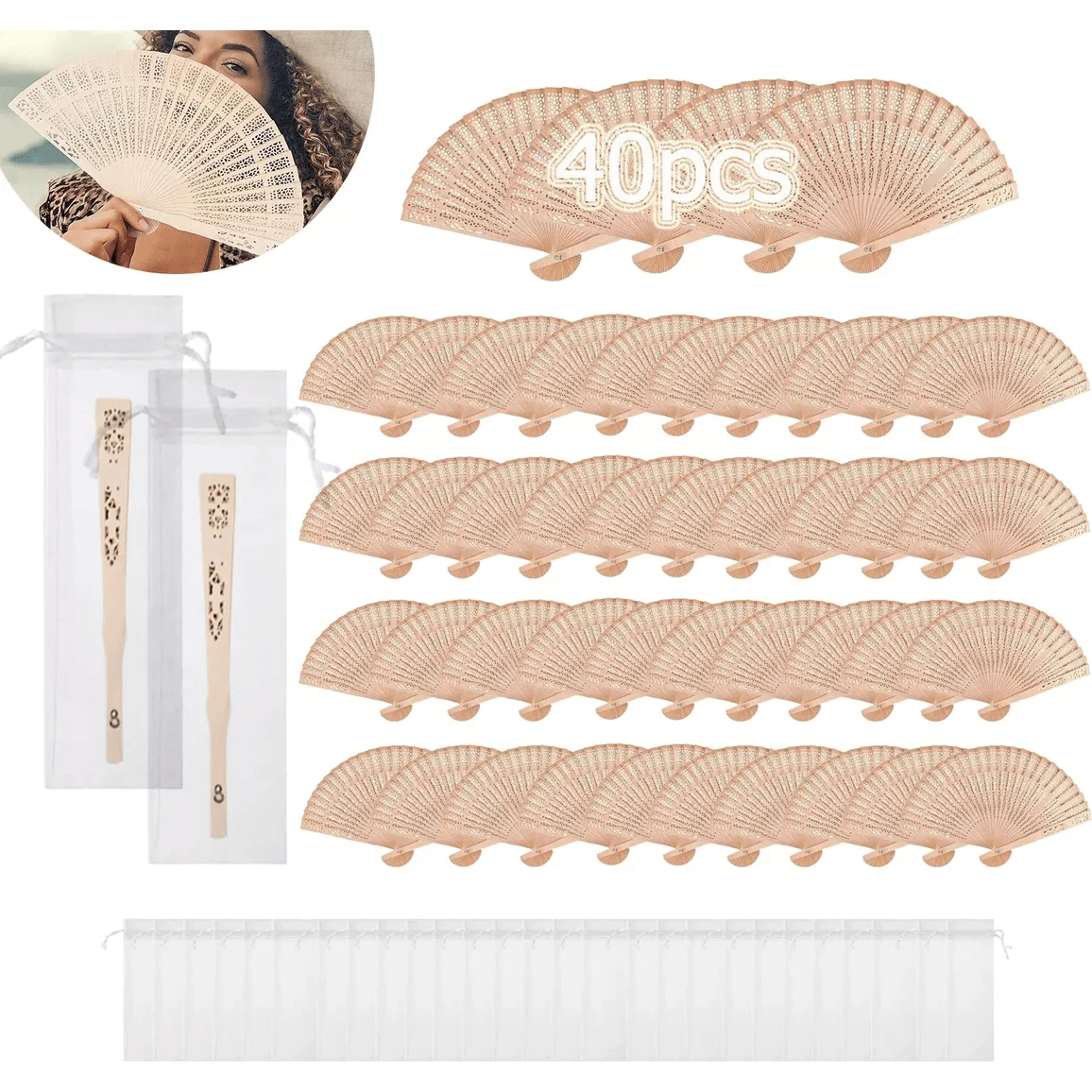 AMIARYA Decorative Fans - Beige - View 1