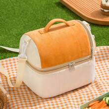 Thick Insulated Lunch Bag With Double Layers, Large Capacity Shoulder Strap Lunch Box Tote - Multicolor - View 4