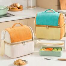 Thick Insulated Lunch Bag With Double Layers, Large Capacity Shoulder Strap Lunch Box Tote - Multicolor - View 3