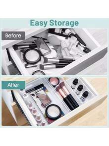 1/7 szt. Wielofunkcyjny modułowy organizer szuflady na toaletkę, przezroczyste plastikowe pudełko do przechowywania kosmetyków na pędzle, biżuterię, szminki, narzędzia do makijażu - Przezroczysty - Zobacz 6