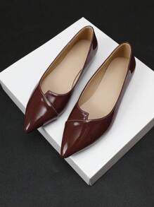 Damen spitze Ballerinas, einfarbige modische bequeme Lässig Schuhe, komfortable Lackleder Loafer für alle Jahreszeiten