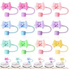 Bow Straw Hat Silicone Straw Lid Cup Cover, Suitable For 30&40oz Insulated Tumblers, Reusable Straw, Cute Straw Head Cover, Party Use - Multicolor - View 1