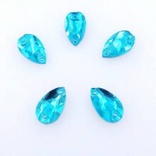 Slim Water Drop Shape Glass Multi Colors Shape Shiny Handmade Sewing Crystal Hand Sewn Rhinestone  Decoration Beads Flat Back With Holes Gems DIY Accessories Sew On Stones Strass For Decorating Clothes, Dress, Bags, Shoes, Brooches, Earrings, Handicrafts - Multicolor - View 11