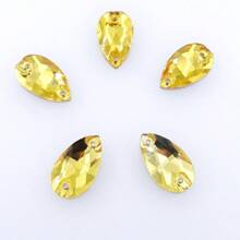 Slim Water Drop Shape Glass Multi Colors Shape Shiny Handmade Sewing Crystal Hand Sewn Rhinestone  Decoration Beads Flat Back With Holes Gems DIY Accessories Sew On Stones Strass For Decorating Clothes, Dress, Bags, Shoes, Brooches, Earrings, Handicrafts - Multicolor - View 46