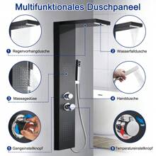 Froadp Shower Column Stainless Steel Shower System Rainfall Shower With Shower Head, Hand Shower, Massage Jets For Shower And Bath - Black - View 2