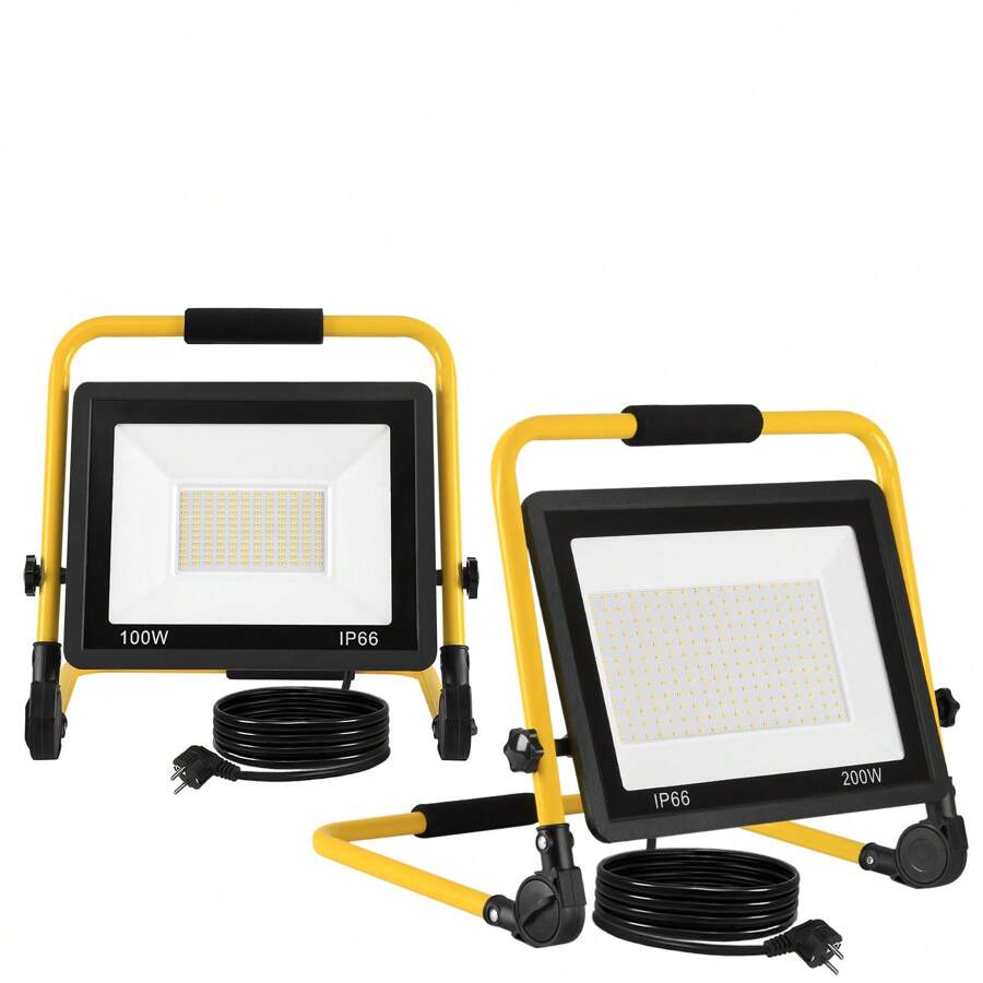 Froadp LED Construction Floodlight Work Light LED Floodlight Exhibition Lamp With IP66 Waterproof, 3M Cable And Foldable Stand For Workshop Construction Site - White Hot - View 1
