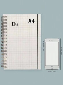 1 件/2 件/3 件 PP 封面金属线圈装订笔记本带背带，（粉色、黑色）文件夹套装带笔记本、网格内页、简约、便携、防水、学校和办公室