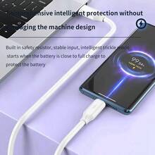 6A Thick 120W USB Type C Data Cable, Super Fast Charging, Compatible With Computers, Vivo, OPPO, Honor, Phones - White - View 5