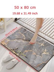 1PC Super Absorbent Bathroom Mat, Soft Non-Slip Quick Dry Marble Pattern Toilet Rug Diatomaceous Earth Material With Rubber Backing 1700g/M², Stain-Resistant Easy Clean, For Bathroom, Shower, Sink, Laundry, Home Decor Indoor Door Mat - Multicolor - View 4