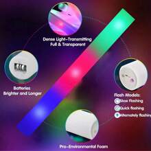 15/25 CÁI Gậy Phát Sáng Bằng Xốp Số Lượng Lớn Nhiều Màu Sắc Đèn LED 3 Chế Độ Nhấp Nháy Cho Sinh Nhật Đám Cưới Giáng Sinh Buổi Hòa Nhạc Tiệc Rave, Halloween, Trang Trí Halloween - Nhiều màu - Xem 2
