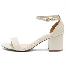 Klode Women's Sandal With Medium Thick Block Heel, Beige, Comfortable For Everyday, Casual, Versatile - 米色 - 查看 2