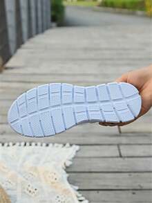 1 Đôi Giày Thể Thao Thường Ngày Cho Nữ Mềm Mại & Thoáng Khí Giày Đế Bằng Cho Con Bú - Màu xanh lam - Xem 6