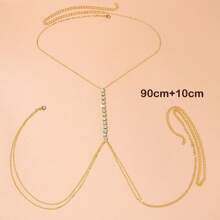 1件时尚沙滩性感吊带腰链饰品，女士简约钻石水晶身体链内衣配饰，适合万圣节、圣诞节、情人节、约会、派对等场合。 - 彩色 - 查看 2