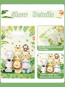 10/25/50 uds Bolsas de regalo con diseño de animales de la selva, bolsas de fiesta con temática de animales de la selva para baby shower, cumpleaños y otros eventos, suministros de empaque y decoración de fiesta con temática de animales de la selva