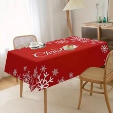 1 khăn trải bàn tiệc Giáng sinh, khăn trải bàn bằng polyester chống trượt bền, khăn trải bàn hình chữ nhật có thể giặt bằng máy, dùng để trang trí và ăn mừng ngày lễ, trang trí nhà cửa, quà tặng Giáng sinh - Nhiều màu - Xem 5