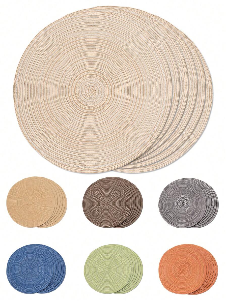 2 pezzi/4 pezzi/6 pezzi, Sottopiatto rotondo intrecciato da 15", lavabile, antiscivolo e resistente al calore, adatto per casa, pranzo, decorazione festa