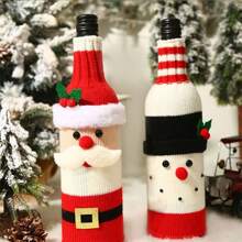 1 件圣诞酒瓶盖，圣诞老人酒瓶盖手工酒瓶毛衣圣诞酒瓶装饰节日家居礼物、包、收纳、储物、厨房 - 彩色 - 查看 4