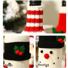 1 件圣诞酒瓶盖，圣诞老人酒瓶盖手工酒瓶毛衣圣诞酒瓶装饰节日家居礼物、包、收纳、储物、厨房 - 彩色 - 查看 3