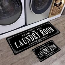 1 件装洗衣房地毯垫，字母组合印花厨房地垫，防滑防尘地毯，耐用地毯，可机洗，入口垫，适用于厨房、洗衣房、浴室、客厅、家居装饰、室内装饰配件 - 彩色 - 查看 2