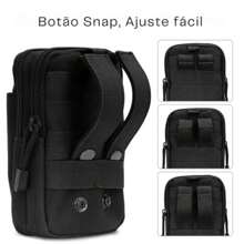 小型战术军用腰包多用途手机支架实用腰包 9366 适用于旅行收纳袋、化妆包、化妆包、度假收纳包、大容量化妆品收纳化妆盒，可装口红、刷子、护肤品、手机、硬币、小物品，适用于家庭、礼物、度假和节日万圣节圣诞节多功能用途 - 黑色 - 查看 2