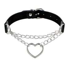 Yanxyad Collar gargantilla de cuero, collar gótico punk rock con forma de corazón, regalo para el Día de San Valentín, Día de la Madre - cláusula de cadena - Ver 7
