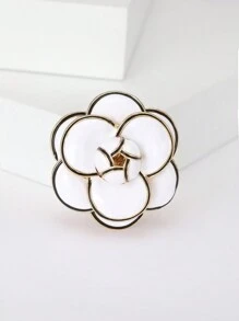 1 件时尚珐琅仿珍珠山茶花胸针，适合女士日常佩戴情人节、妈妈、母亲、母亲节、礼物