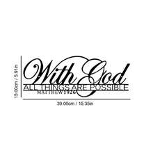 With God All Things Are Possible Sign Metal Wall Decor, 18"X12" Inch Religious Scripture Black Christian Bible Verses Everthing Is Possible With God Bibical Wall Hanging Decoration