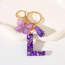 1 Llavero de resina con letra del alfabeto, con encanto de mariposa y borla, regalo del Día de la Mujer - Llavero con inicial con mosquetón para bolsos, mochilas, llaves de coche, decoración de Halloween, accesorios escolares, accesorios de coche, gótico lindo Y2k - Multicolor - Ver 18