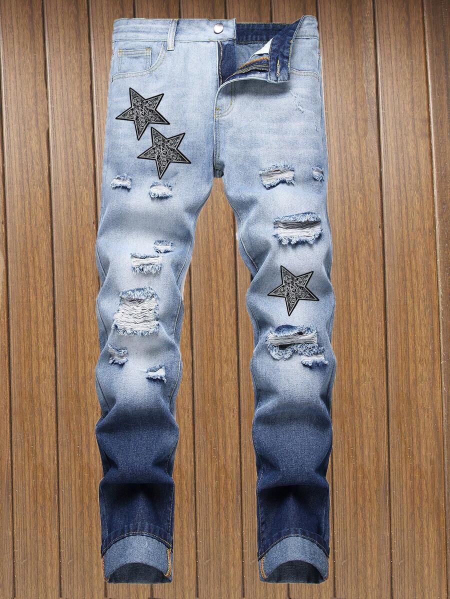 Jeans di moda in denim dai colori a contrasto per uomo