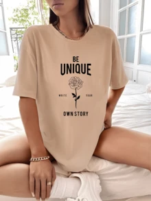 Women's T-Shirt Unica History Pink Flower Streetwear Cotton Premium Mesh Promotion - Màu be - Xem 1