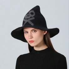 1 Pc Halloween Knit Hat Vintage Wool Witch Hat Dress Up Party Holiday Decoration Masquerade Hat