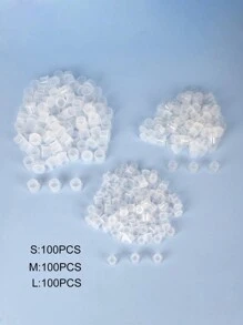 300个/袋 混合装 S/M/L 一次性纹身墨水杯，透明颜料容器带盖，塑料永久化妆纹身配件 - 無色 - 查看 1