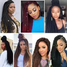 Cabelo de crochê torcido Havana 1/6 pacotes 12/72 fios 10/14/18 polegadas tranças de crochê cabelo de crochê torcido senegalês Jumbo tranças de crochê torcido Havana (10/14/18 polegadas (pacote de 1/6), T30 - Ombre marrom - Ver 6