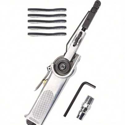 Air Belt Sander 10 X 330mm 3/8'' X 13'' Pneumatic Belt Sander Air Sander Sanding Grinder With 5Pcs Belts Buffing Assorted Vehicle Car Pneumatic Tools For Polishing Plastic Aluminium Iron