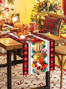 1 tấm khăn trải bàn bằng polyester họa tiết quả mọng Giáng sinh, khăn trải bàn trang trí tiệc Giáng sinh cho kỳ nghỉ đông tại nhà, tiệc - Nhiều màu - Xem 7