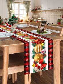 1 tấm khăn trải bàn bằng polyester họa tiết quả mọng Giáng sinh, khăn trải bàn trang trí tiệc Giáng sinh cho kỳ nghỉ đông tại nhà, tiệc - Nhiều màu - Xem 2