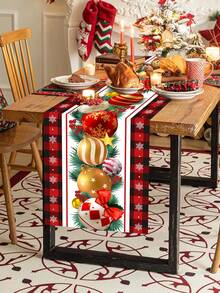 1 tấm khăn trải bàn bằng polyester họa tiết quả mọng Giáng sinh, khăn trải bàn trang trí tiệc Giáng sinh cho kỳ nghỉ đông tại nhà, tiệc - Nhiều màu - Xem 8