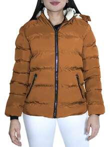 Tandera Women's Coat Jacket Detachable Hood - Brown - View 5