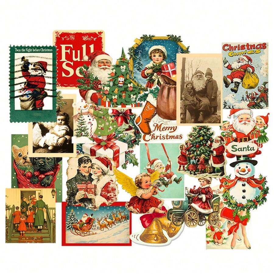 25 件圣诞贴纸，圣诞节时尚装饰品，适用于笔记本电脑水瓶信封礼品标签工艺品窗户滑雪板圣诞派对礼品 - 彩色 - 查看 1