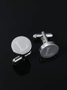 1 paire Boutons De Manchette De Simple Et À La Mode Pour Homme laser 26 Alphabet Anglais