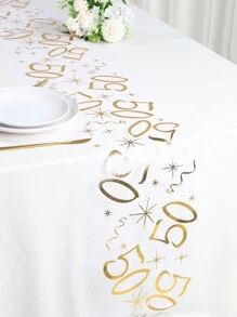 1 قطعة عداء طاولة ذهبي مطبوع بالحرارة لحفلة عيد الميلاد، علم طاولة لحفلة عيد الميلاد 18/30/40/50/60، غطاء طاولة من شبكة البوليستر المطلي بالذهب مقاس 28*275 سم، ديكور حفلة عيد الميلاد والذكرى السنوية، منشفة طاولة عيد الميلاد، ديكور المنزل، ديكور الطاولة، ديكور المطبخ والمائدة، زينة الصحون والأطباق، ديكور ذهبي، عيد الميلاد