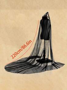 1 件女式连帽薄纱斗篷婚礼新娘及地柔软网纱斗篷、服装、斗篷、吸血鬼服装、黑/白/红秋季女士服装 - 彩色 - 查看 2