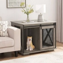 Farmhouse Dog Crate Crate Furniture With Removable Dividers For Indoor Use, Grey - 灰色的 - 查看 4
