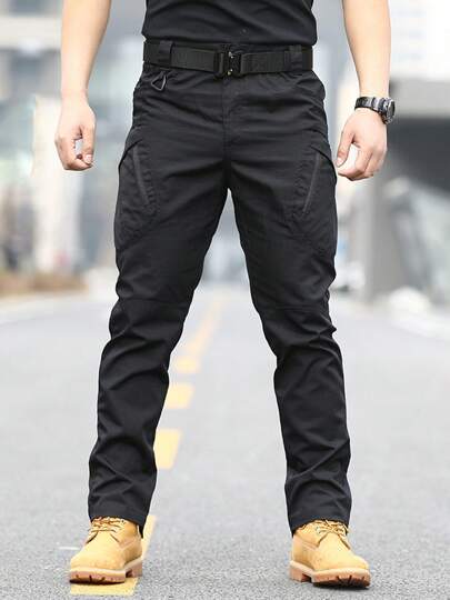 Pantalones cargo con bolsillo con solapa , pantalones de hombre,pantalones para exteriores resistentes al desgaste que se pueden usar en todas las estaciones (cinturón no incluido)