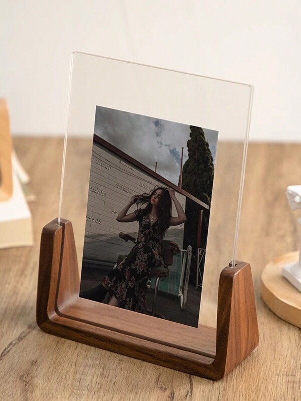 6'' 7''picture Frames, Rustic Solid Wooden Photo Frames With Walnut Wood Base And High Definition Acrylic Glass Covers - For Tabletop Or Desktop Display