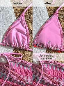 Bikinx Women's Wavy Pattern Backless Sexy Bikini Set With Cover-Up Skirt, Suitable For Summer Beach Vacation