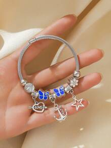 1pc Heart & Key Design Bracelet For Women, Suitable For Daily Wear - Silver - View 9