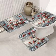 1 件/4 件圣诞雪人浴帘套装、桦树、红雀和松果装饰套装、圣诞快乐浴帘、圣诞帽和围巾浴室地毯、雪地马桶座套、防滑 U 型垫、浴室防水隔断帘、圣诞礼物、家居冬季装饰配件，包括 12 个 C 型挂钩，70.8 英寸 X 70.8 英寸 - 彩色 - 查看 4