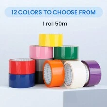 CILIA 1/2/5 Rolls 12 Colours, Packaging Tape, 1.88 In,50M, 4.5CM Wide Decorative For Box Sealing,Pink/White - Multicolor - View 2