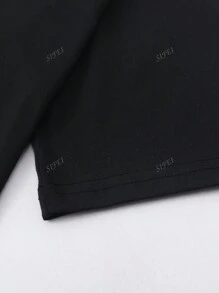 Gepersonaliseerde foto en tekst bedrukt zwart los dames sport T-shirt met korte mouwen, personaliseren met selfie, geliefde, familie, vrienden, huisdierfoto's en wensen, geschikt voor Valentijnsdag, verjaardag, nieuwjaar, feestjubileum, herfst- en winterkleding, cadeau voor beste vriend, muziekfestivaloutfit